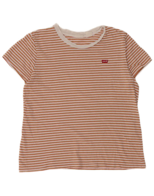 LEVI'S T-shirt top til kvinder UK 14 Mellem flerfarvet stribet bomuld