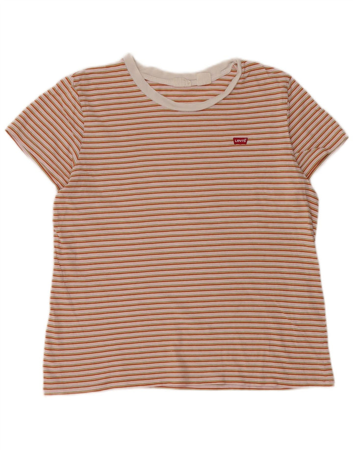 LEVI'S T-shirt top til kvinder UK 14 Mellem flerfarvet stribet bomuld