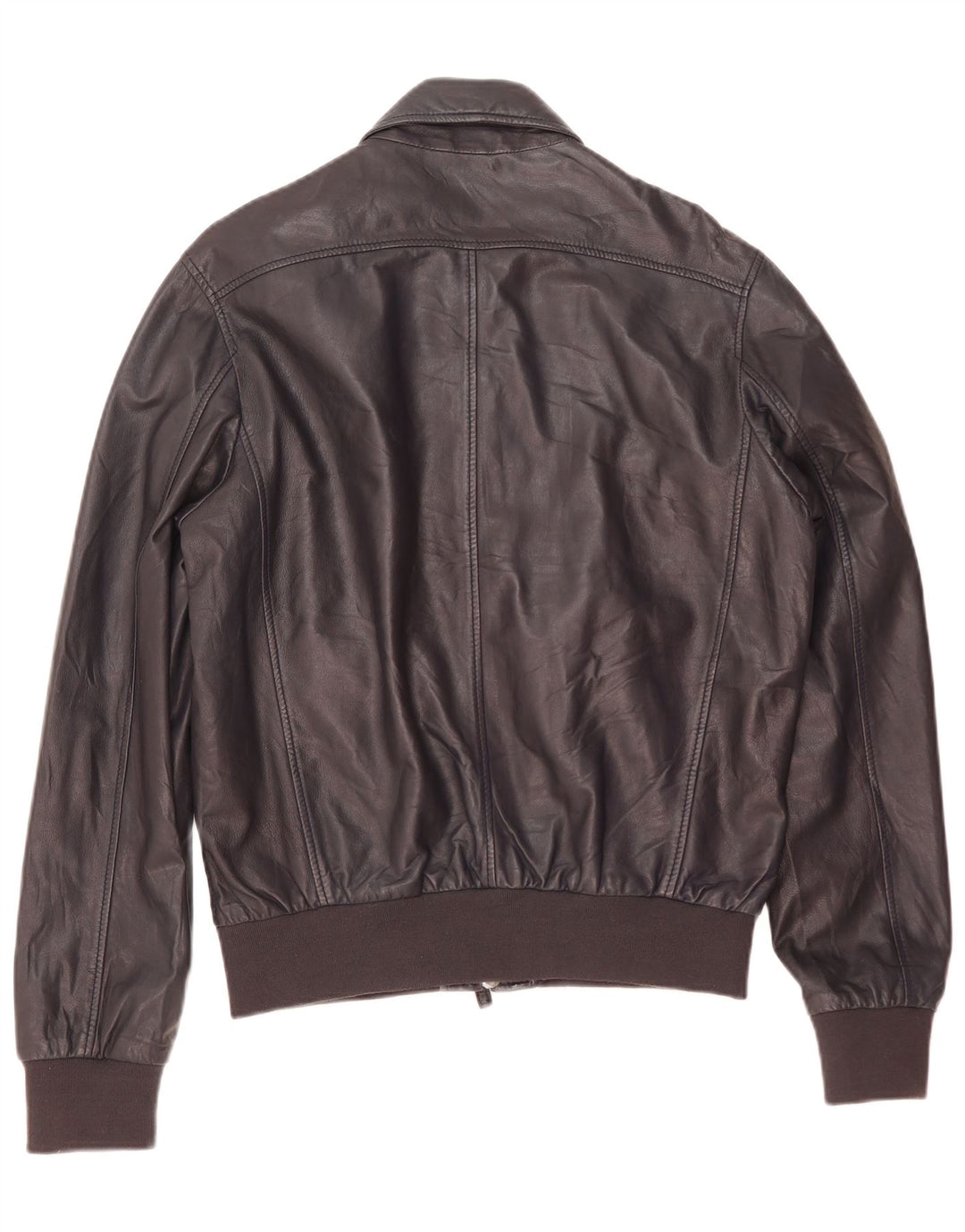 Pollini Herre Bomber Læderjakke IT 50 Large Navy Blue Læder