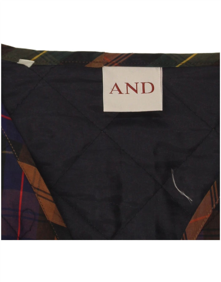 And Womens Quilted Gilet UK 14 Large Multicolored Check