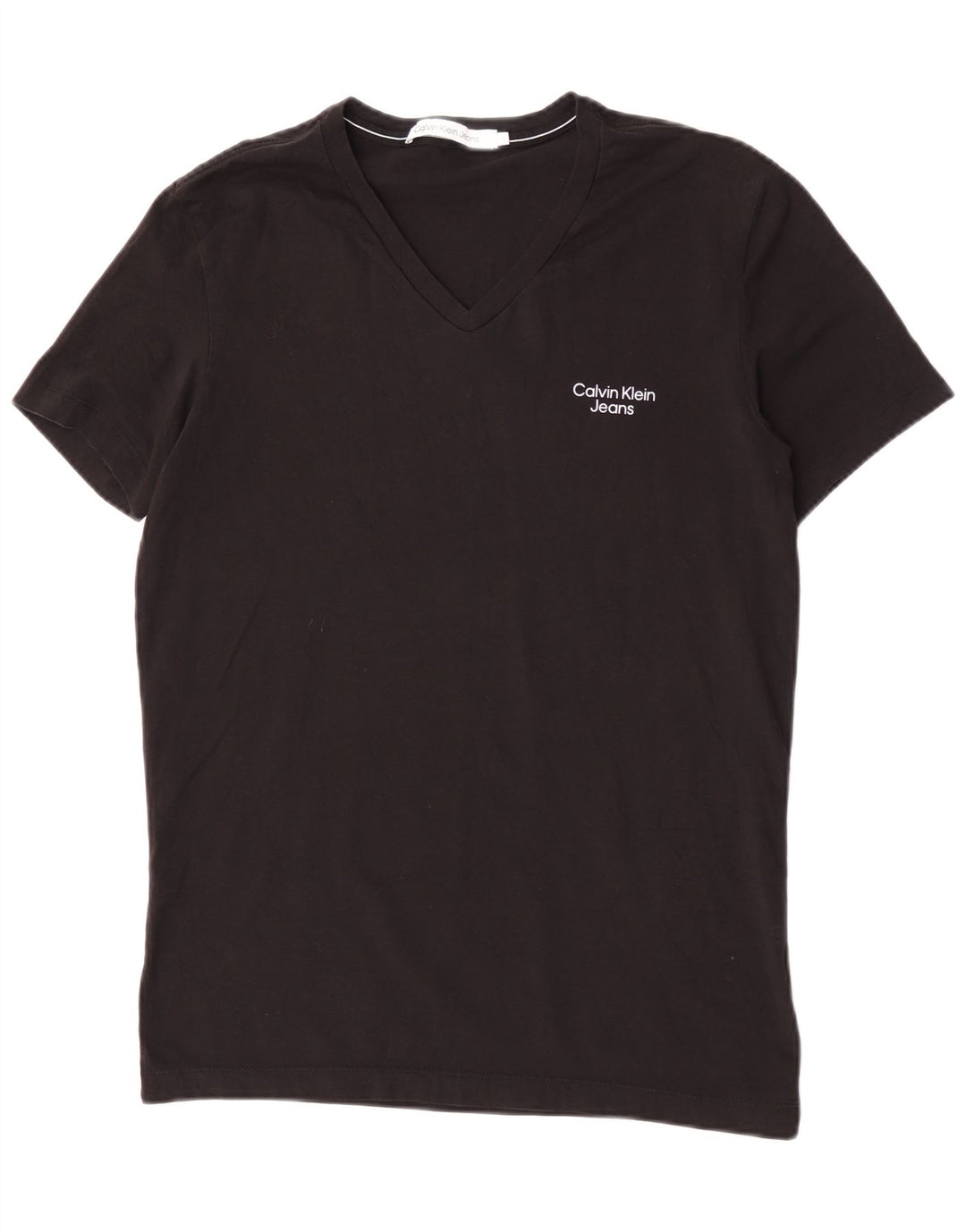 Calvin Klein Jeans Dame T-Shirt Top Stor Sort Bomuld