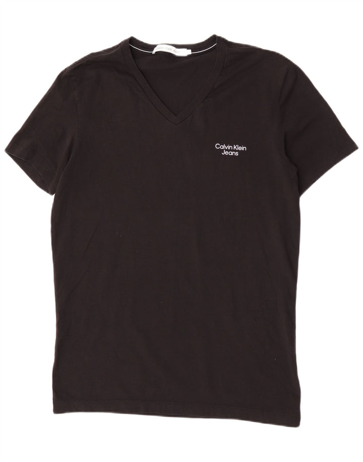Calvin Klein Jeans Dame T-Shirt Top Stor Sort Bomuld