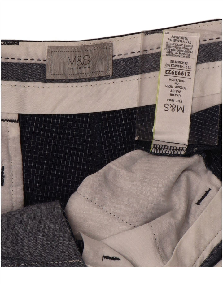 Marks & Spencer Chino Shorts til mænd W40 XL Marineblå ternet bomuld