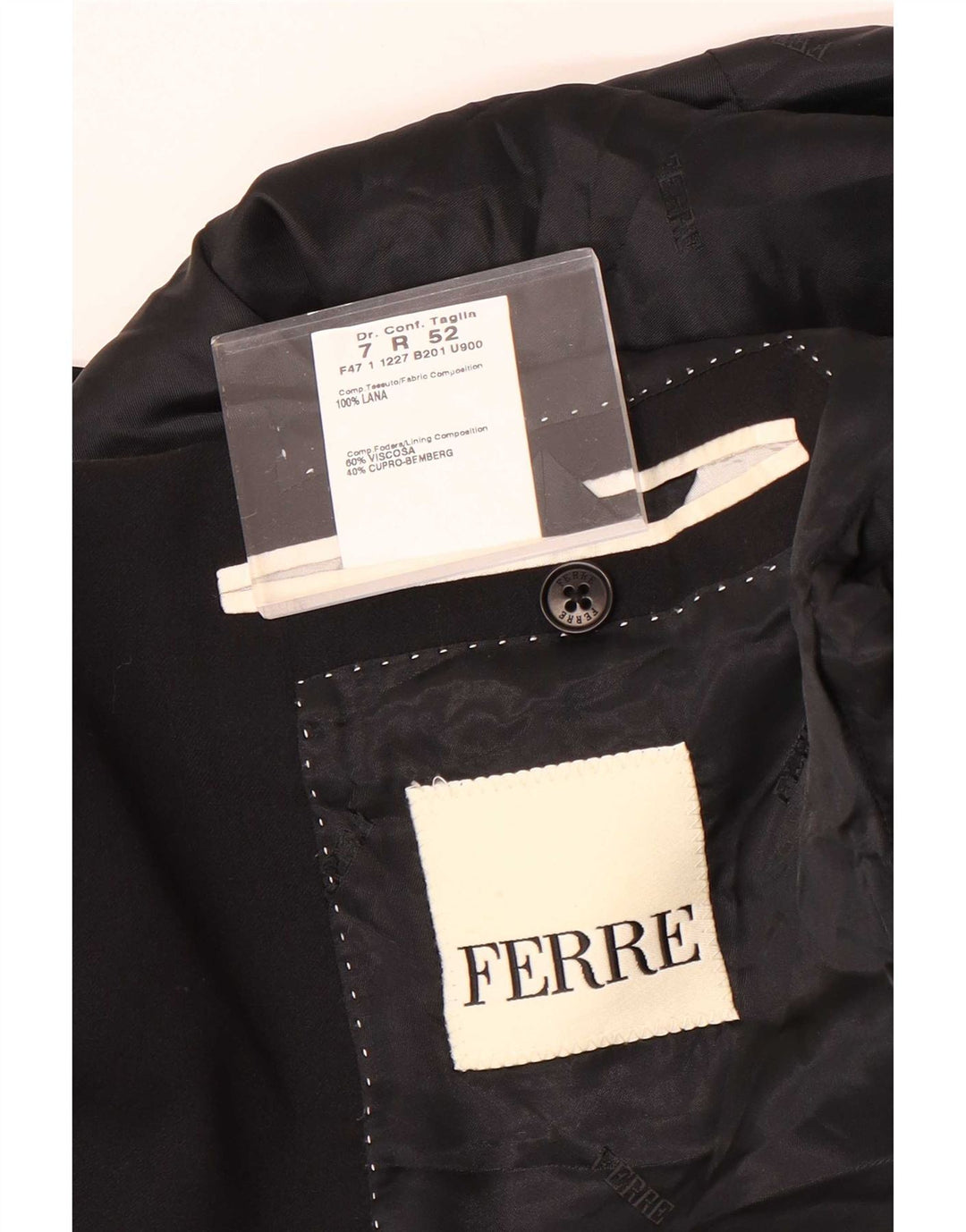 Ferre Herre 3-knaps blazerjakke IT 52 XL Sort Uld