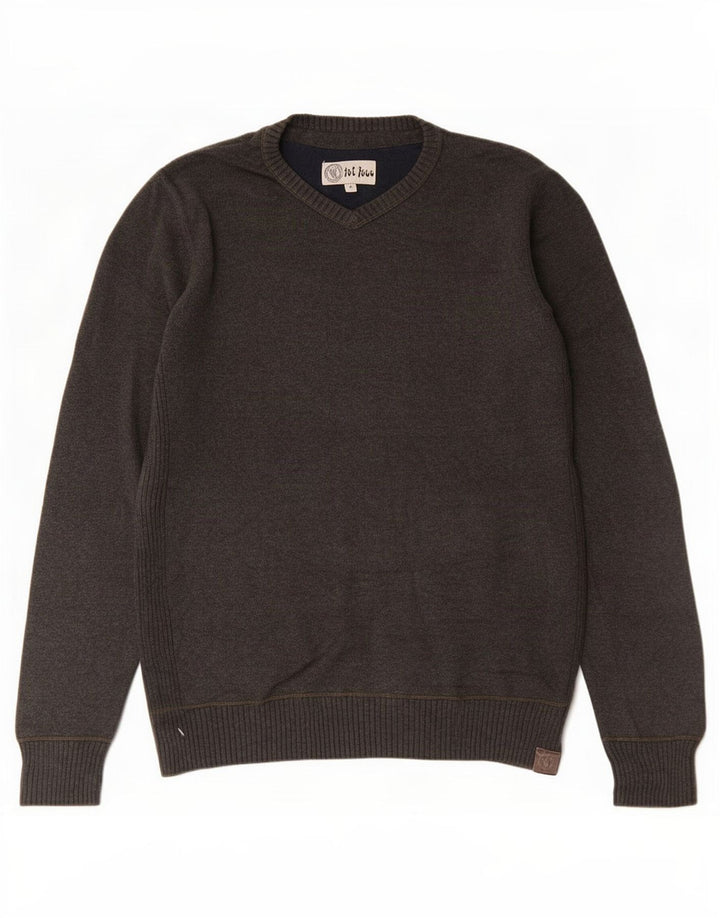 Fedt ansigt Herre rund hals sweater lille grå bomuld