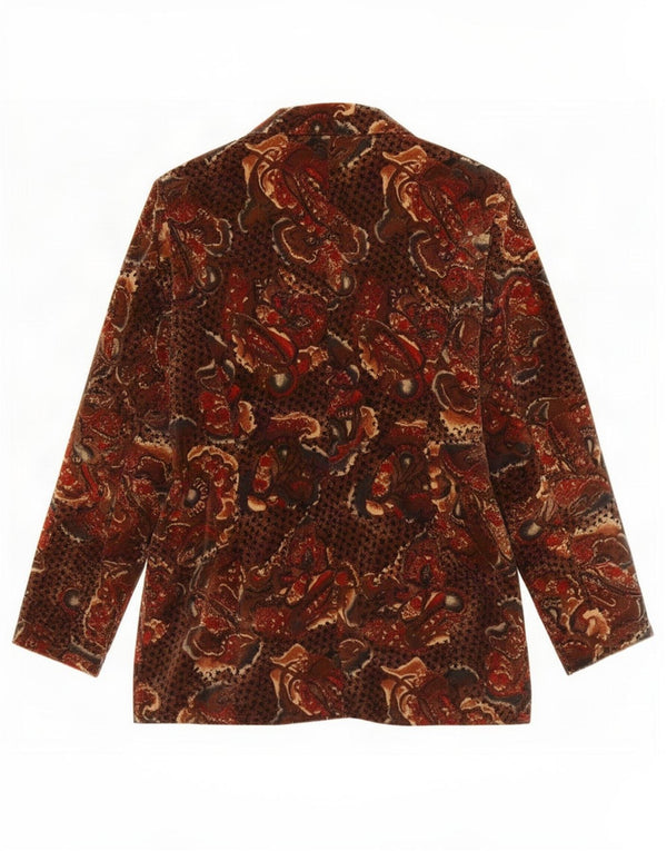Vintage Dame 3 Button Velvet Blazer Jacket IT 50 XL Brun Paisley