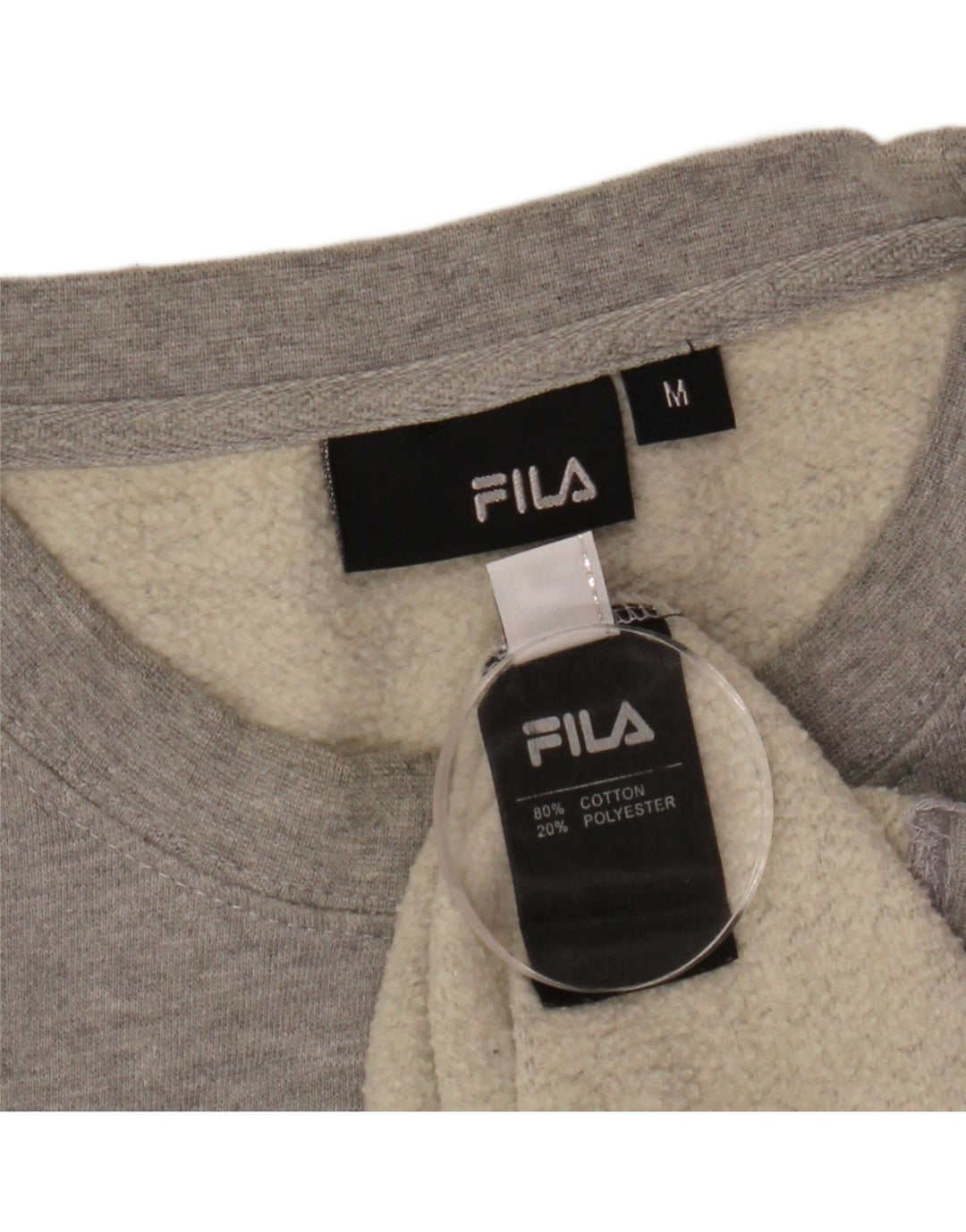 FILA Dame Grafisk Oversized Sweatshirt Jumper UK 14 Medium Grey Flecked