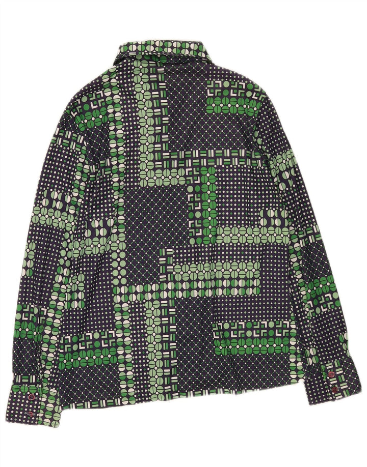 Vintage dameskjorte UK 14 Medium Green Geometric