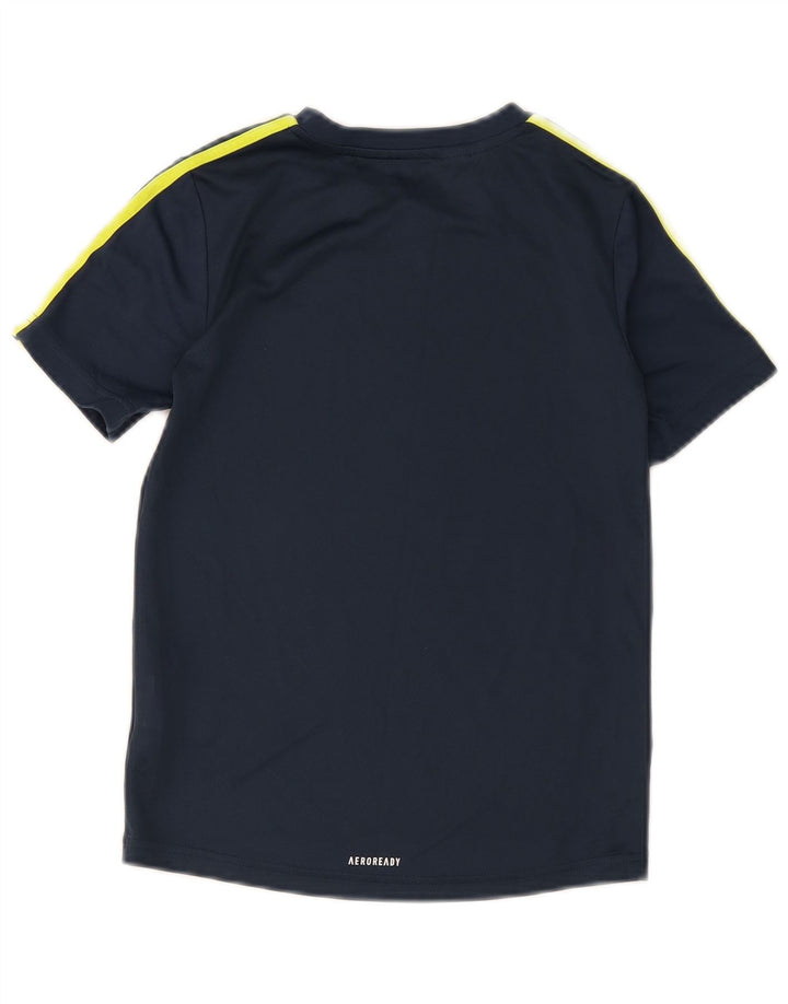Adidas Boys Aeroready T-Shirt Top 9-10 år Navy Blue Polyester