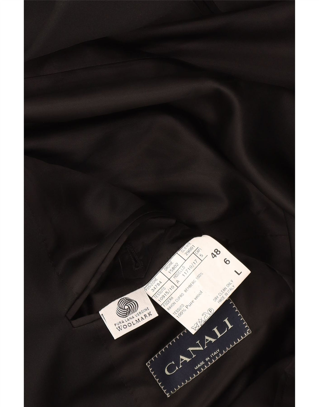 Canali Herre Longline 1-knap blazerjakke IT 48 Medium Sort Virgin Wool