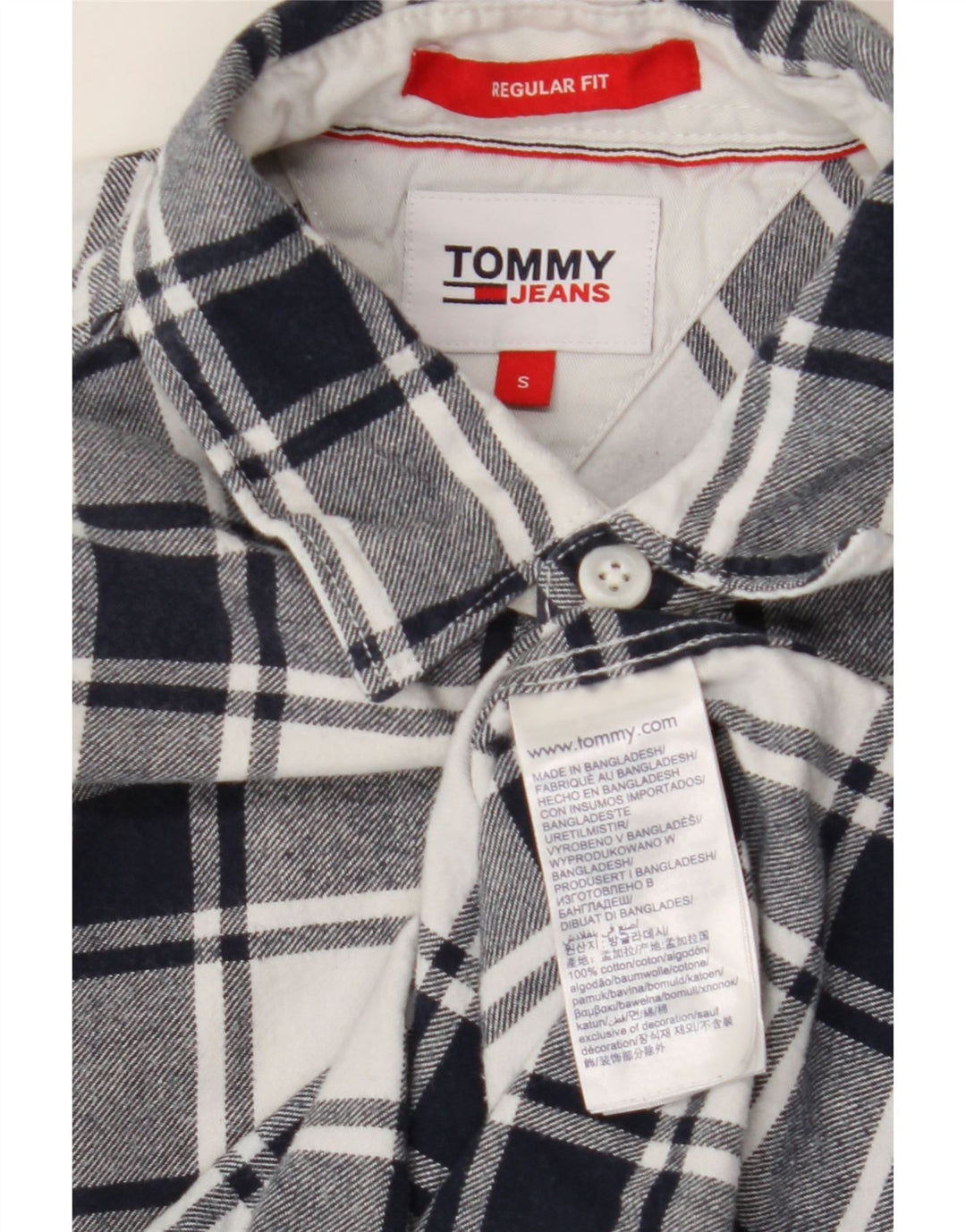 TOMMY HILFIGER Herre Regular Fit Flanelskjorte Lille marineblå ternet bomuld