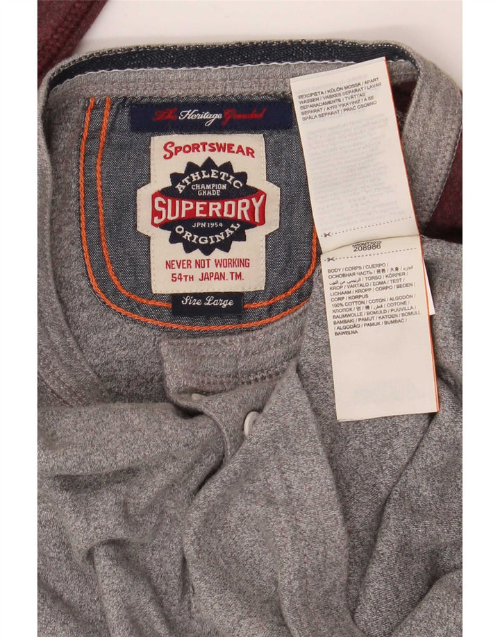 Superdry Herre Top Langærmet Stor Grå Colourblock Bomuld