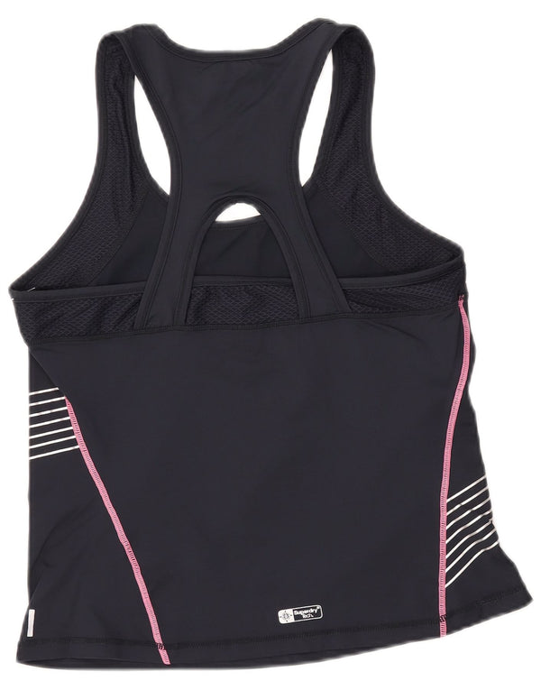 SUPERDRY Kvinder Grafisk Vest Top UK 18 XL Sort Nylon