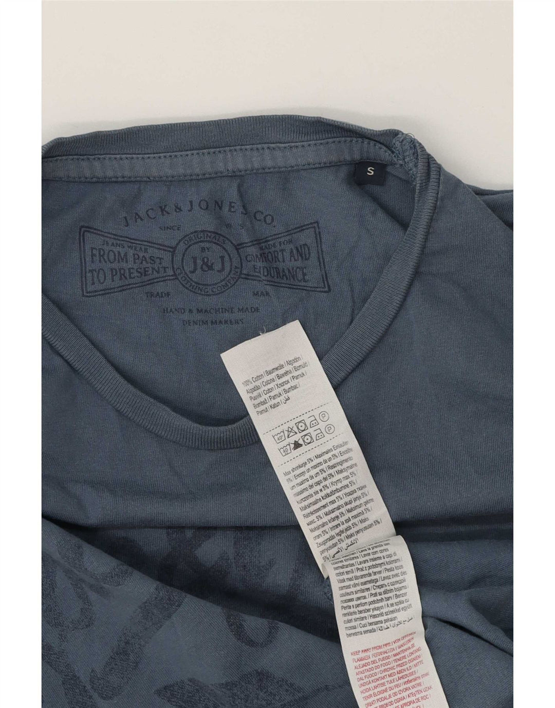 Jack & Jones Herre grafisk T-shirt top lille blå bomuld