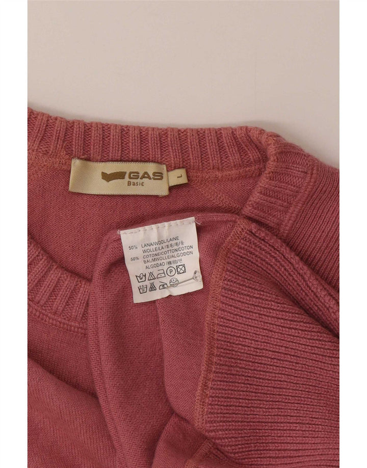 Gas Herre Crew Neck Jumper Sweater Large Pink Uld