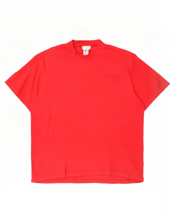 Adidas Herre T-Shirt Top UK 46/48 XL Rød Bomuld