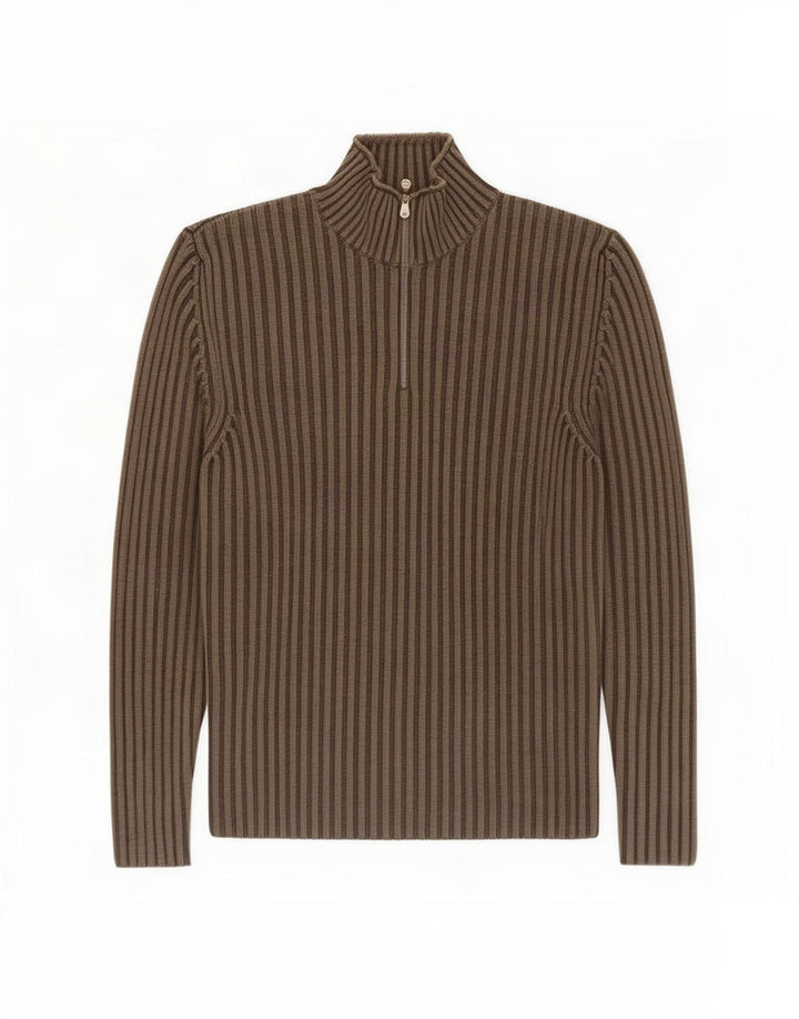 Murphy & Nye Herre Zip Neck Jumper Sweater XL Khaki Wool