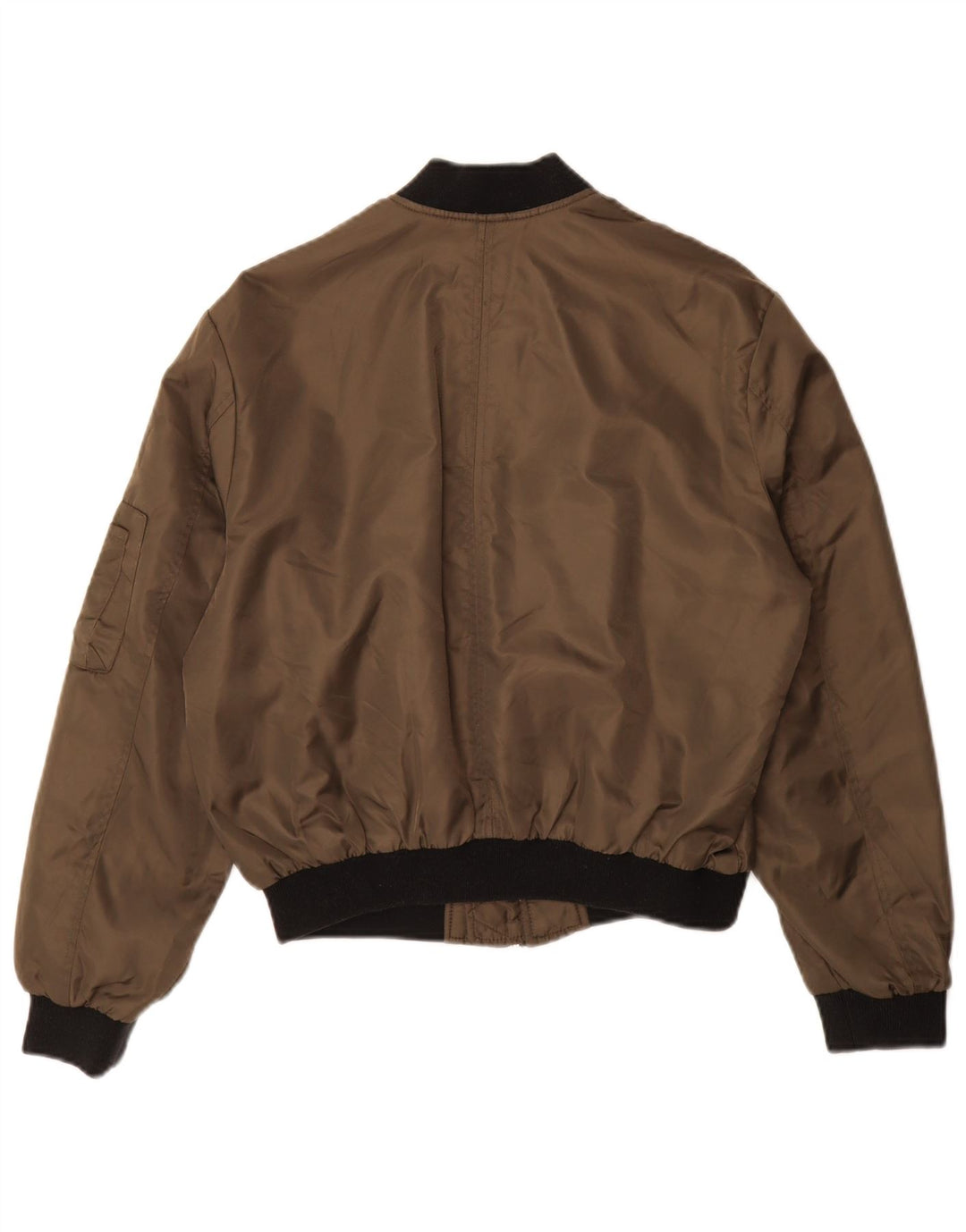 Zara Womens Oversized Bomber Jacket UK 10 Small Khaki Colourblock Polyamid