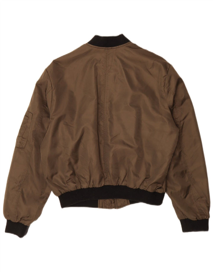 Zara Womens Oversized Bomber Jacket UK 10 Small Khaki Colourblock Polyamid