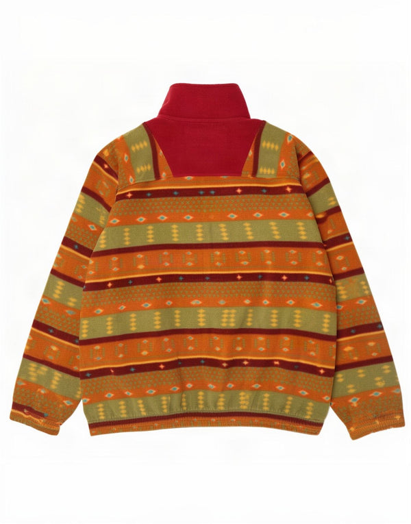 Vintage herre lynlås hals fleece jumper XL flerfarvet geometrisk