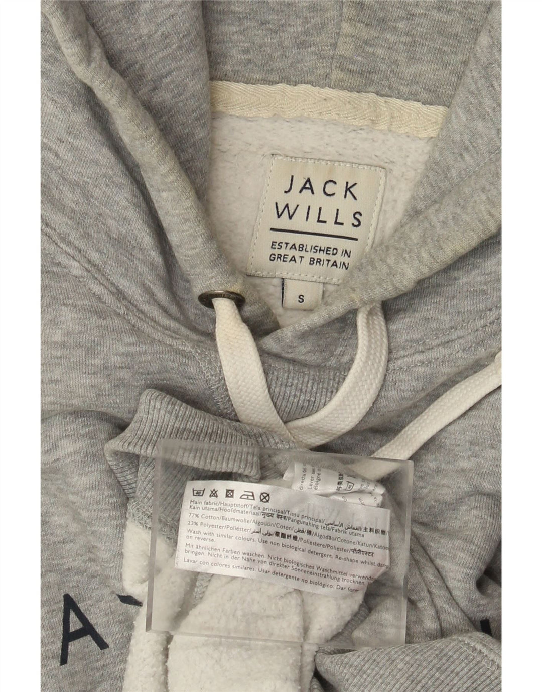 Jack Wills Grafisk hættetrøje til mænd, lille grå bomuld