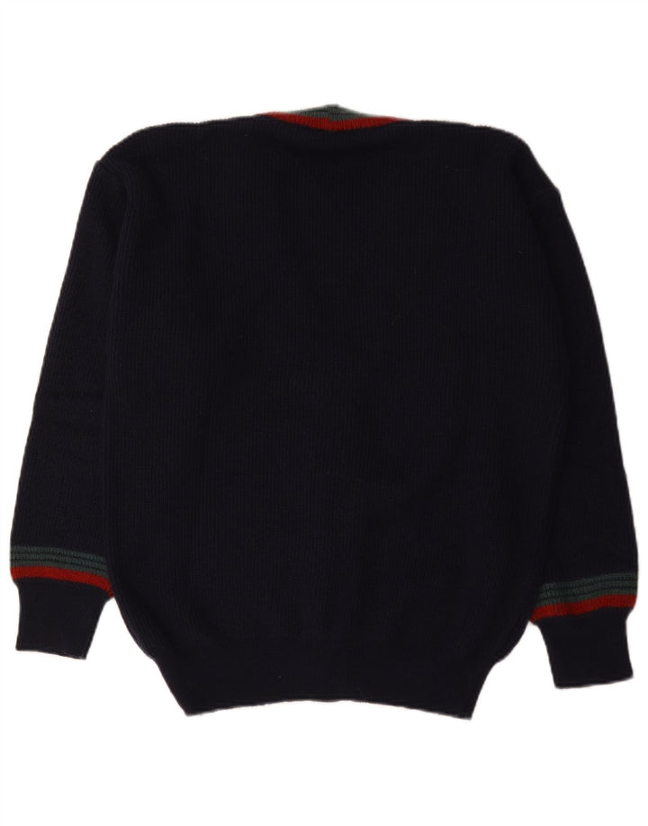 Vintage herre cardigan sweater IT 48 Mellem marineblå stribet uld