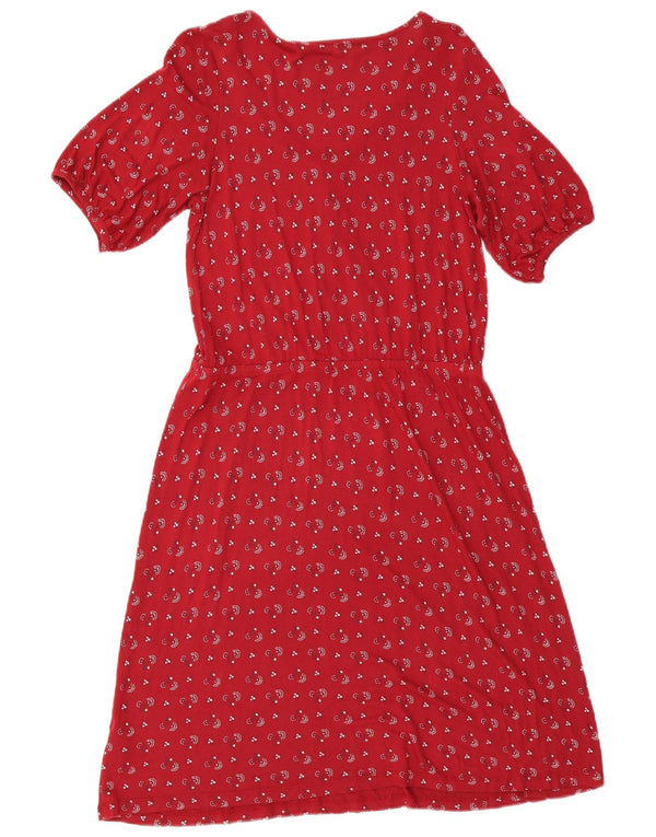 Fat Face Dame A-Line Kjole UK 12 Medium Red Floral Viscose