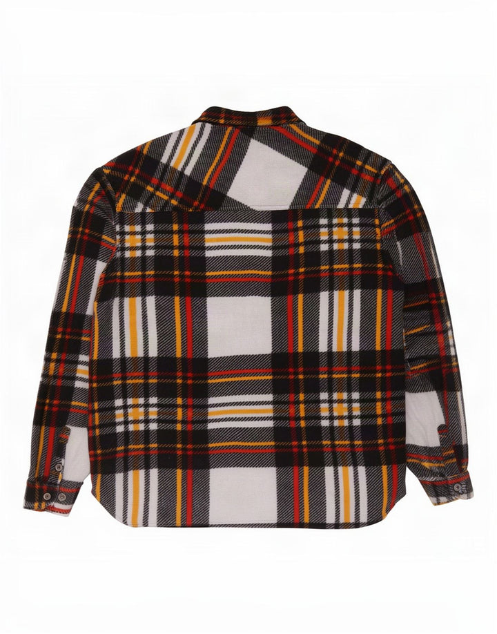Vintage fleeceskjorte til mænd Stor flerfarvet plaid polyester