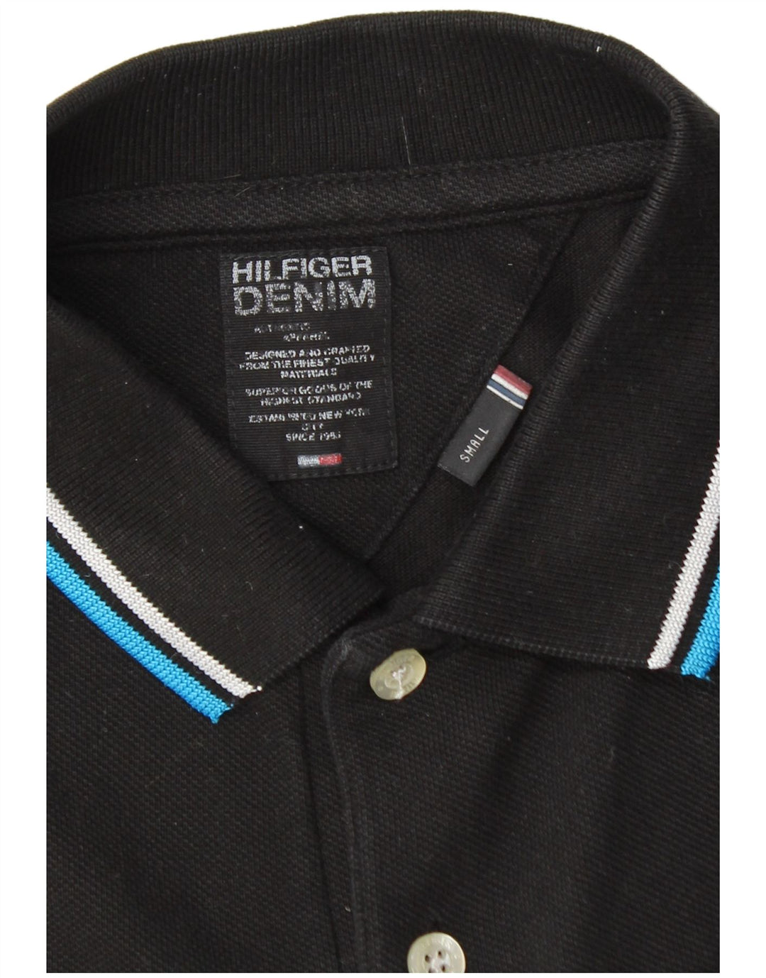 TOMMY HILFIGER Mens Polo Shirt Small Black Cotton