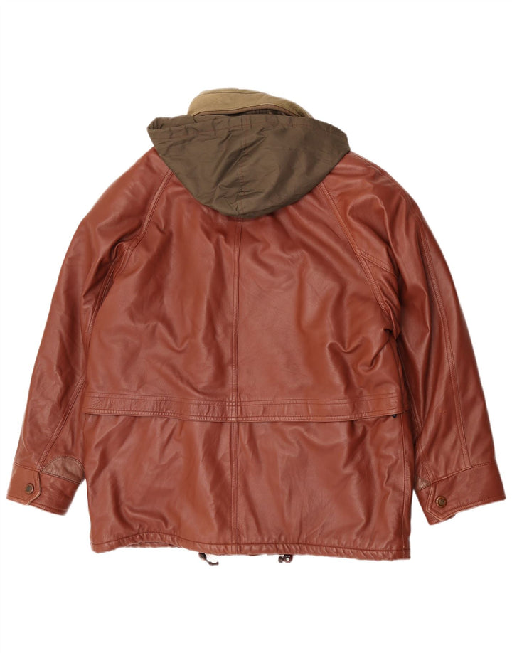 Bomb Boogie Herre Hooded Læderjakke IT 52 XL Brun Læder