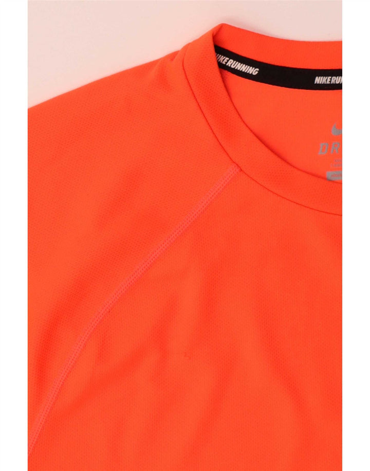 Nike Herre Dri Fit T-shirt Top Medium Orange Polyester