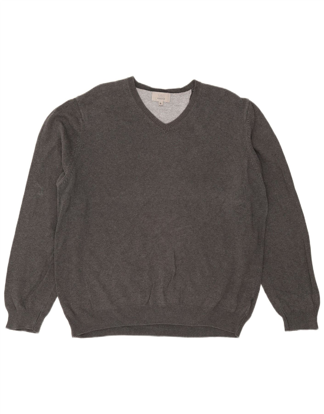 Marks & Spencer Herre Regular Fit V-hals sweater XL Grå Bomuld