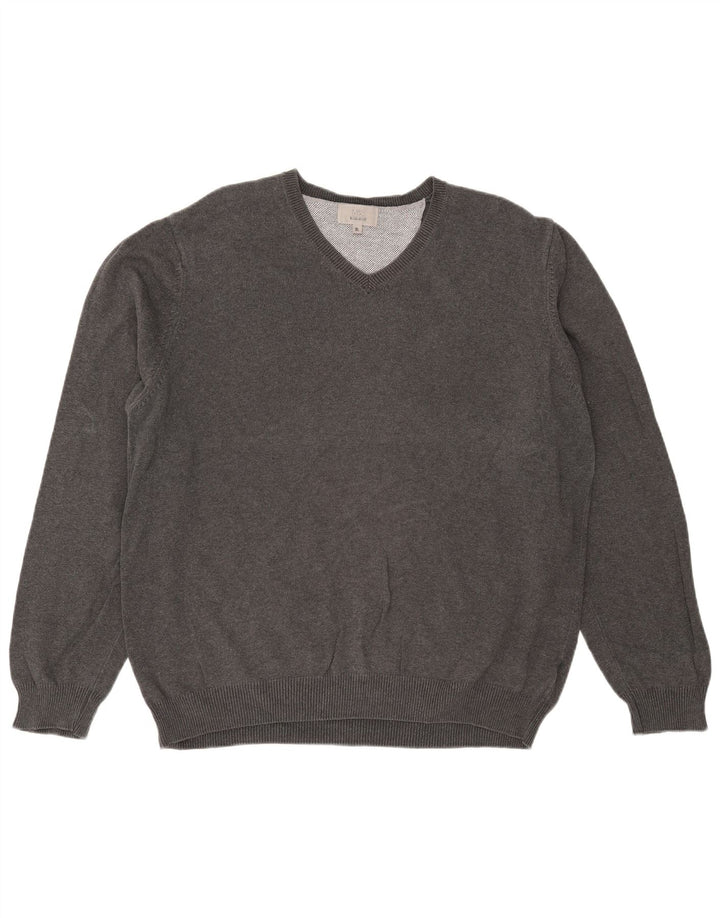 Marks & Spencer Herre Regular Fit V-hals sweater XL Grå Bomuld