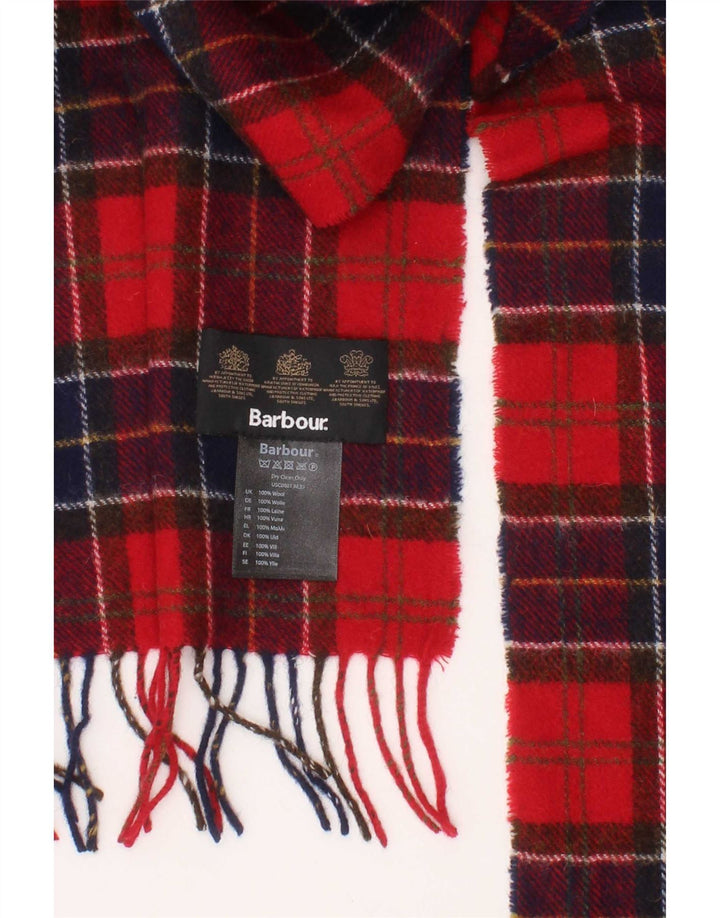 Barbour Herre Rectangle Tørklæde En Størrelse Rød Ternet Uld Klassisk