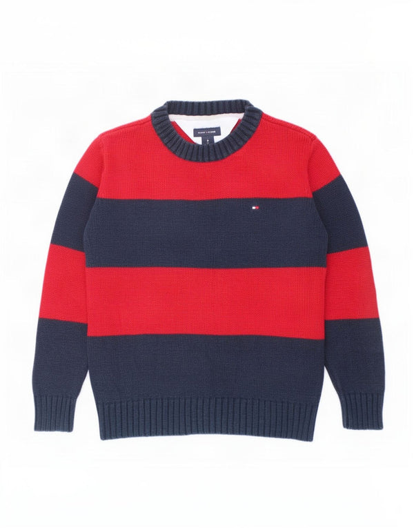 Tommy Hilfiger drenge sweater med rund hals 3-4 år rød stribet bomuld