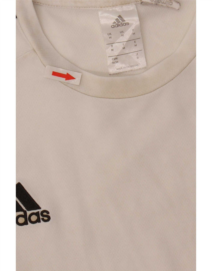 Adidas Herre Climalite T-Shirt Top Medium White Colourblock Polyester