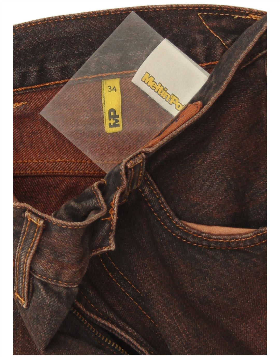 Meltin' Pot Straight Jeans til mænd W34 L31 rødbrun bomuld