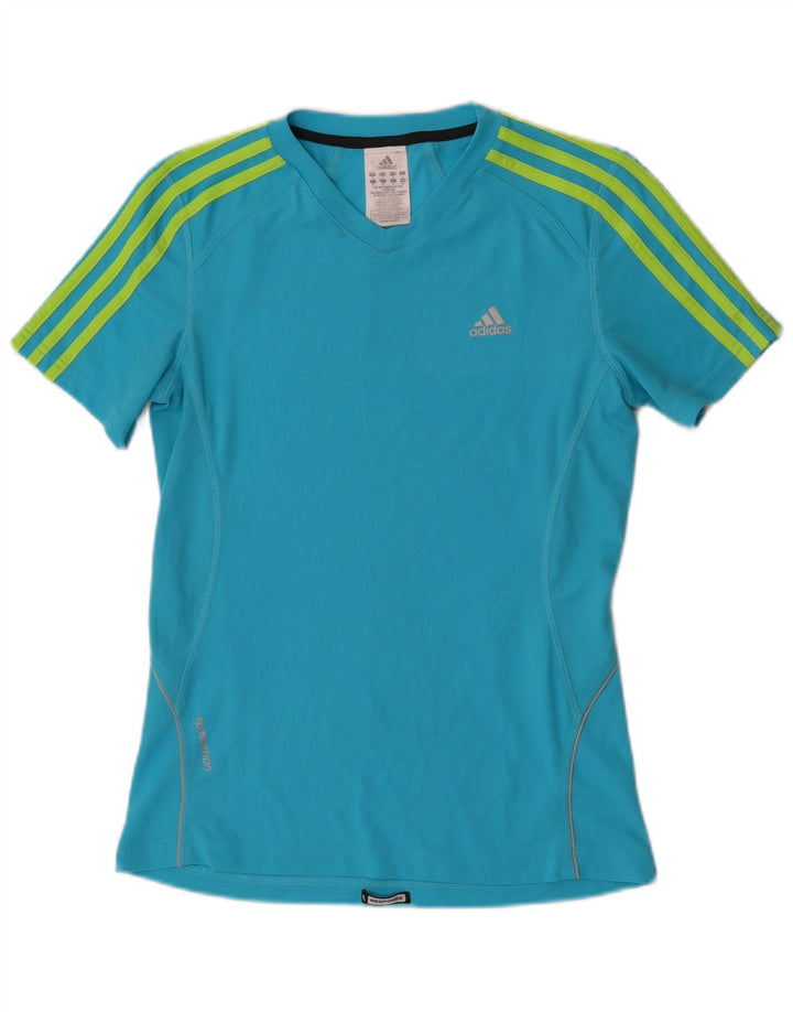 Adidas Dame T-Shirt Top UK 10 Small Blue Polyester
