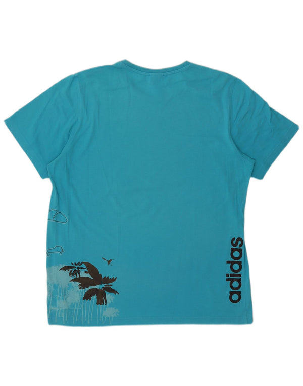 Adidas Herre grafisk T-shirt Top XL Blå Bomuld