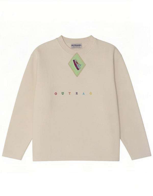 Outrage Womens Grafisk Oversized Sweatshirt Jumper UK 10 Small White Cotton