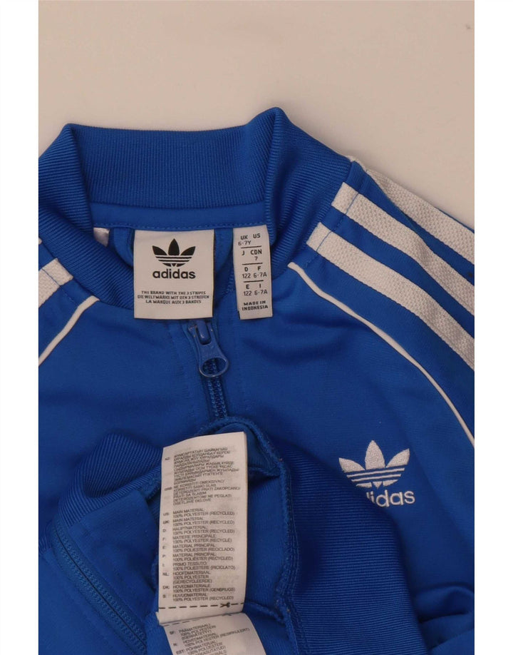 Adidas Drenge Træningsdragt Topjakke 6-7 År Blå Polyester