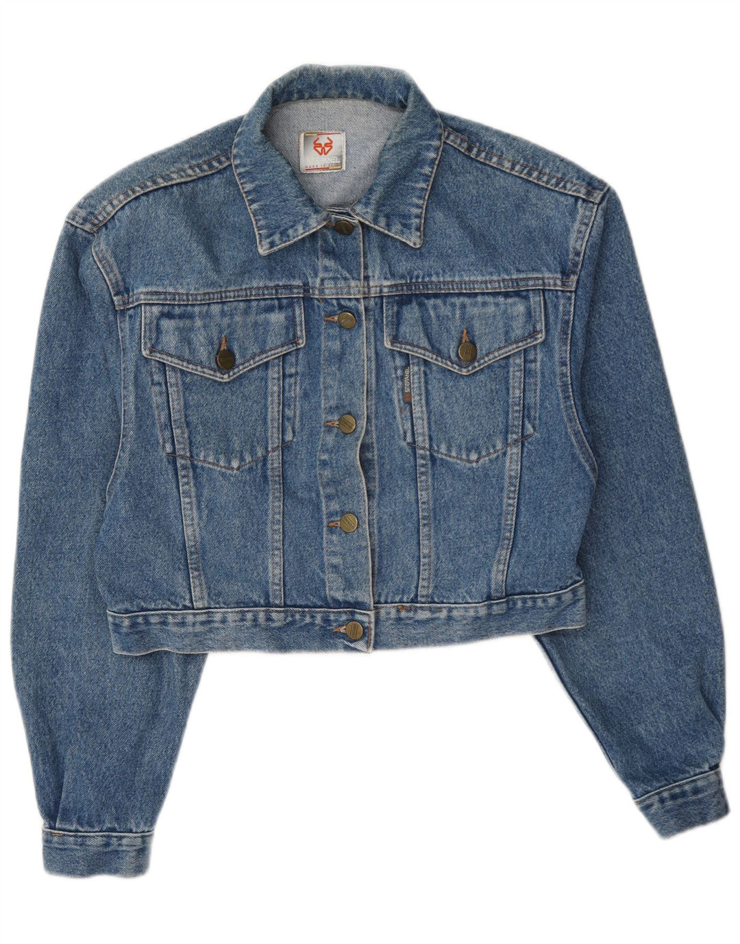 Stefanel Dame Crop Denim Jacket UK 12 Medium Blue