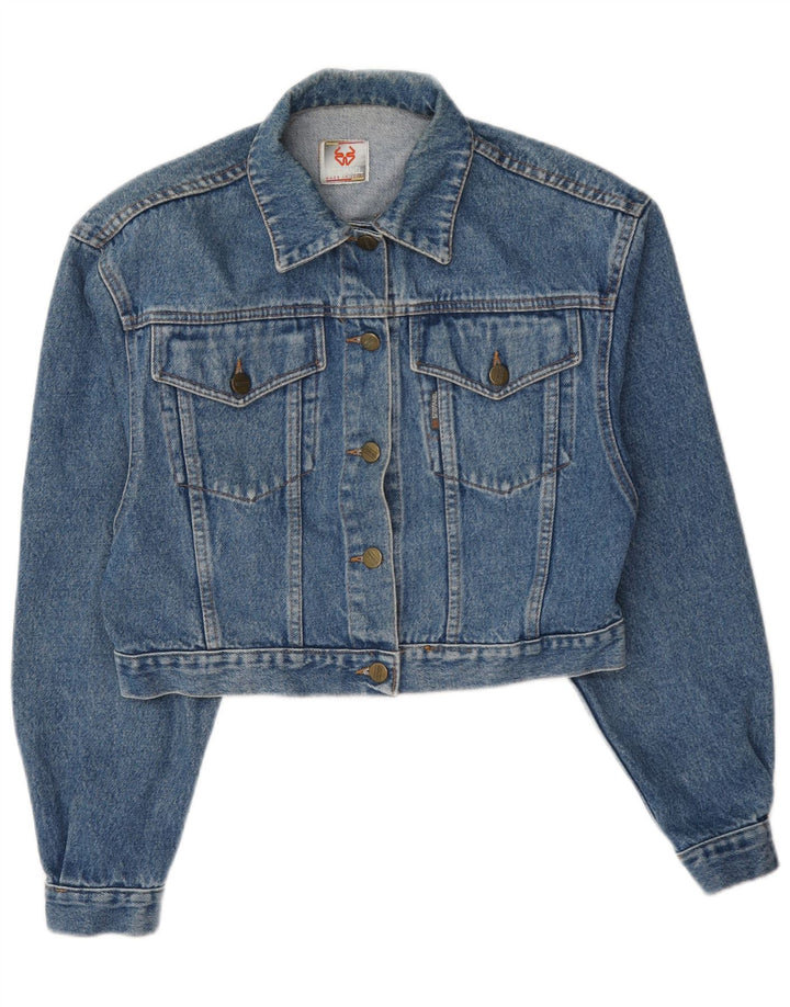 Stefanel Dame Crop Denim Jacket UK 12 Medium Blue