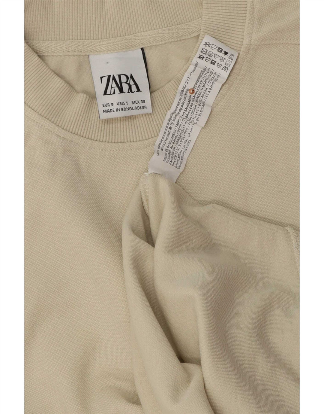 Zara Sweatshirt-trøje til mænd, lille råhvid bomuld