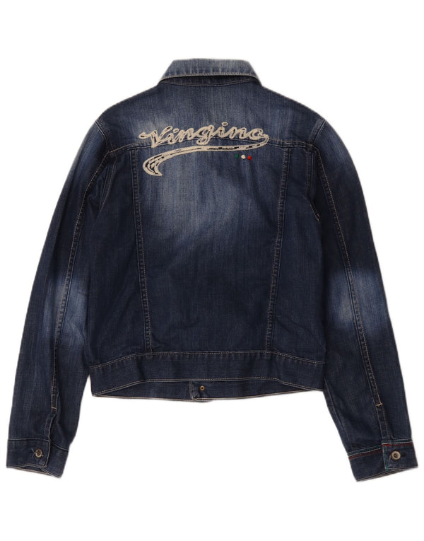 Vingino Dame Acid Wash Graphic Denim Jacket UK 6 XS Blue