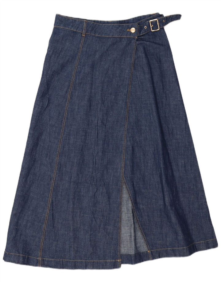 Zara Dame Midi Denim Nederdel Medium W28 Blå Bomuld