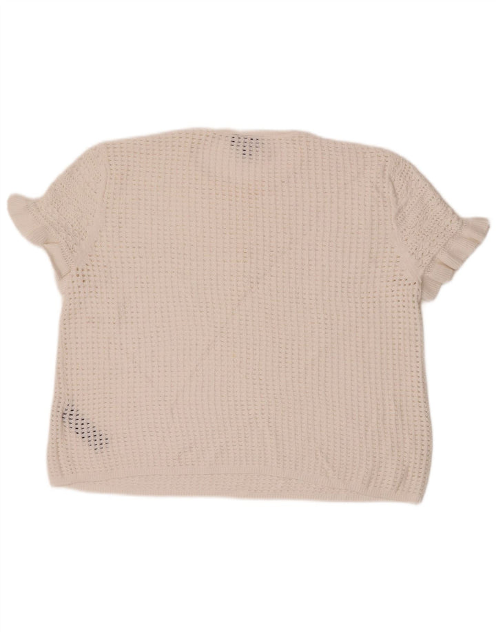 Topshop Damestrikbluse Top UK 12 Medium White Bomuld