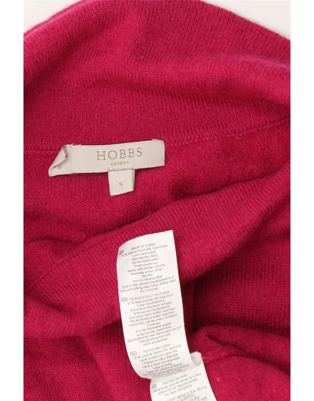 Hobbs Dame Rullehals Sweater UK 10 Lille Pink Uld