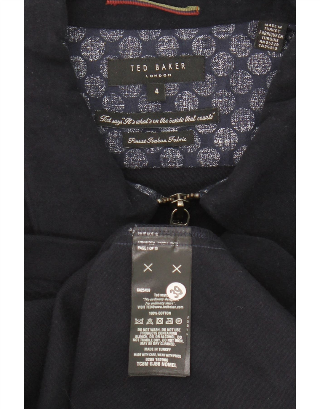Ted Baker Bomberjakke til mænd str. 4 Stor marineblå bomuld