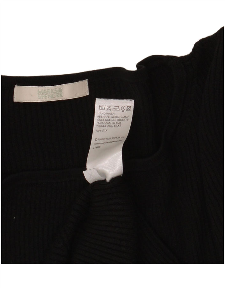 Marks & Spencer Dame Top 3/4 ærme UK 18 XL Sort Silke